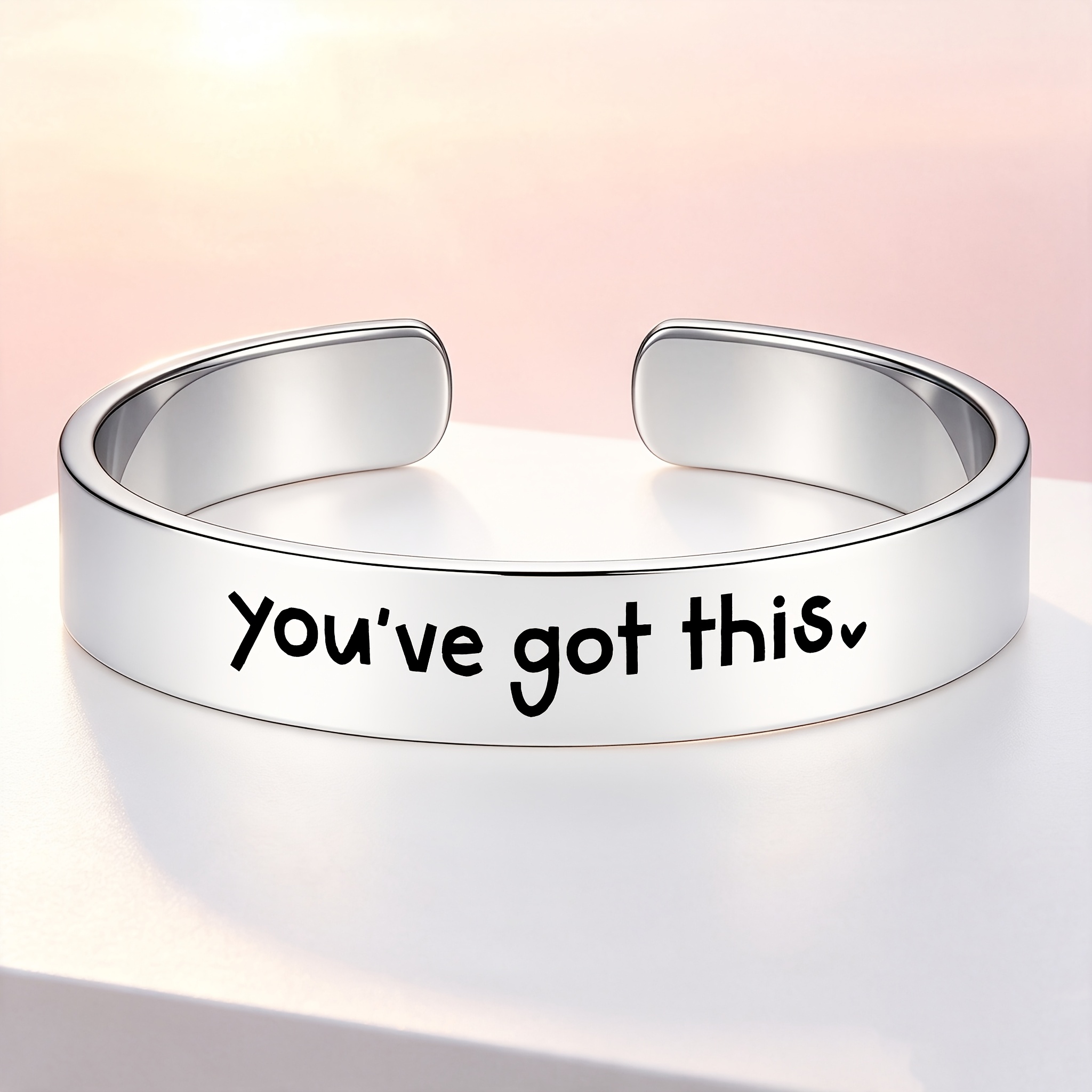 Inspirational Positive 304 Stainless Steel Open Bangle Bracelet